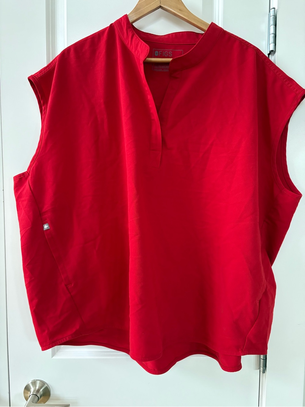 FIGS Women’s Rafaella Red Oversized Scrub Top Medical Uniform